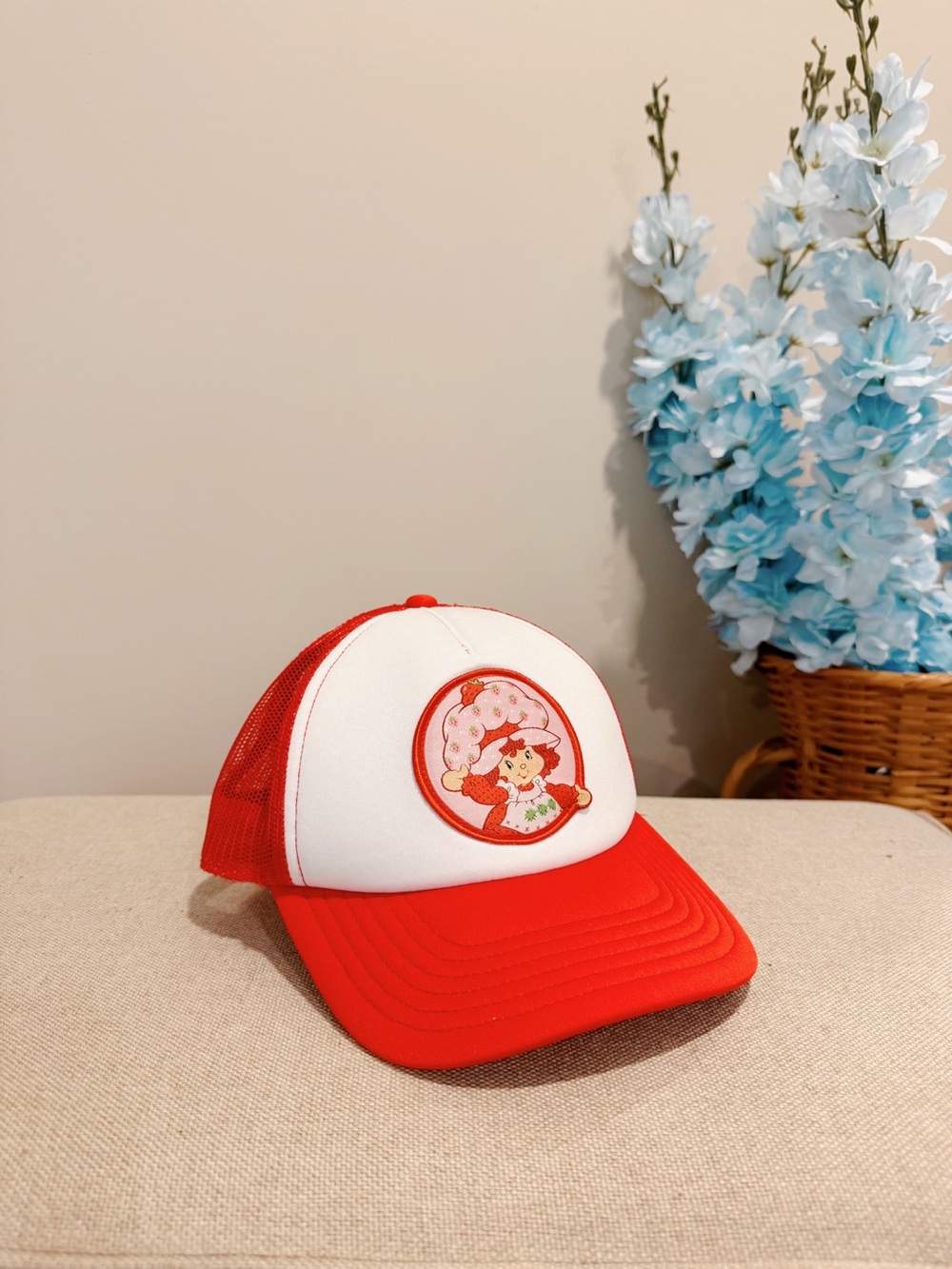 Red & White Strawberry Shortcake Patch Trucker Cap Hat